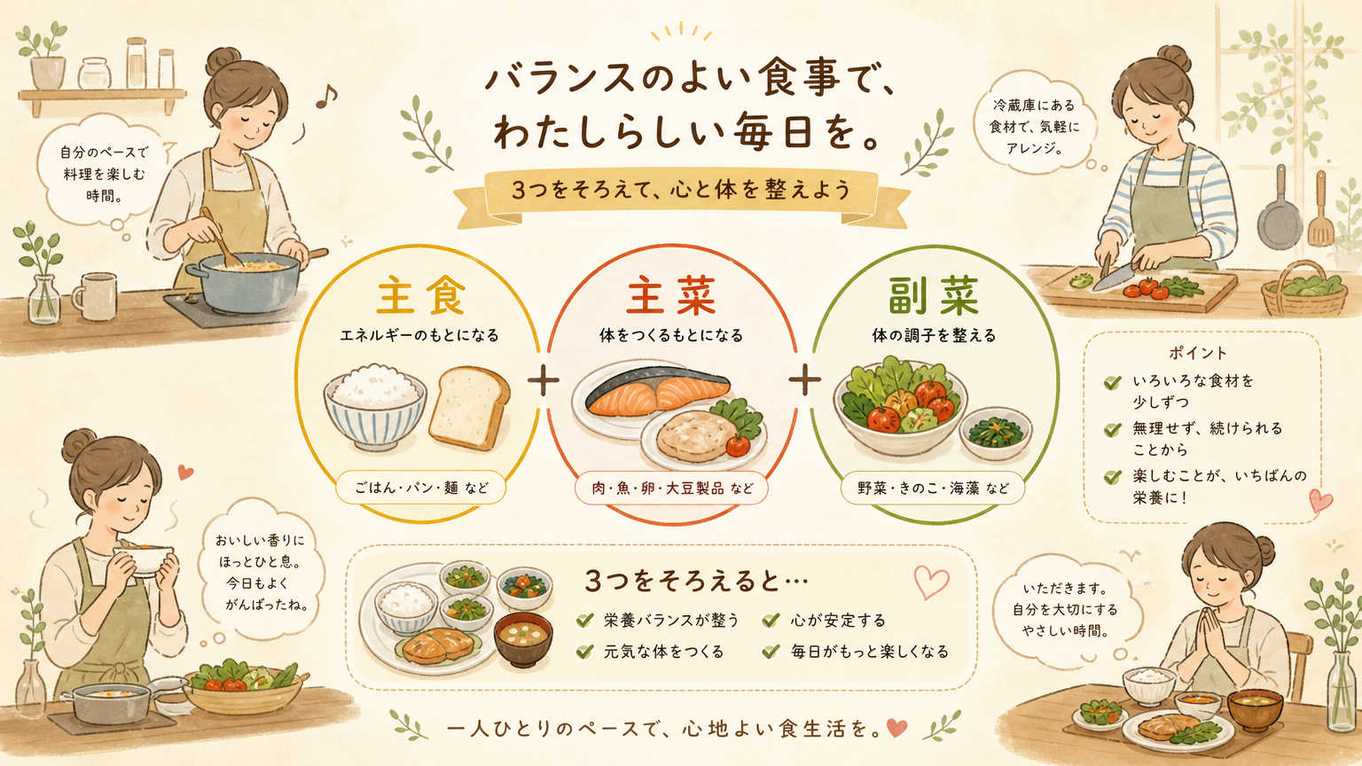 健康的な自炊生活とは?一人暮らしでも無理なく続けられる食生活の基本